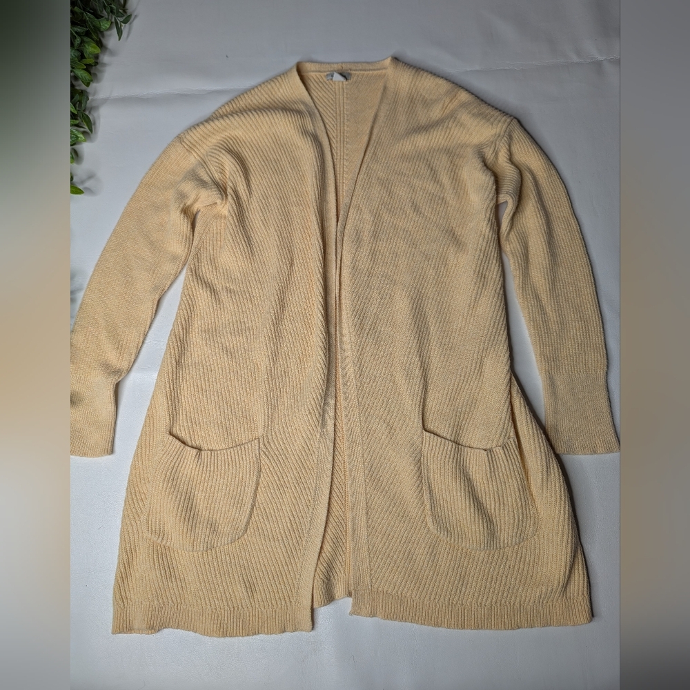 L.L.Bean Knit Yellow Open Cardigan Size XS Petite